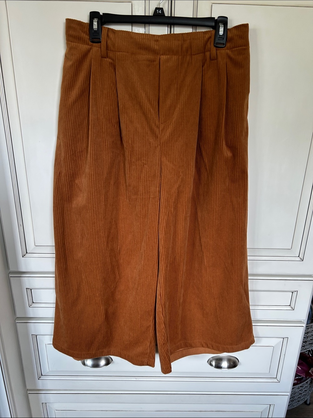 SHEIN Curve rust/brown pleated wide-leg corduroy size 1XL